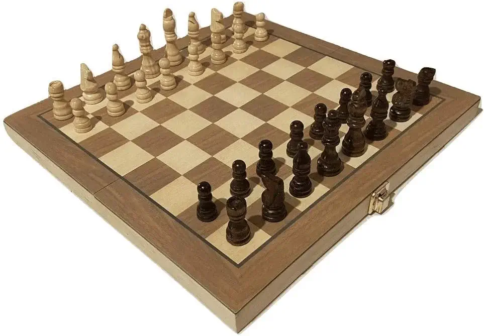 JogoDeXadrezDamaPecasTabuleiroBoxMadeira